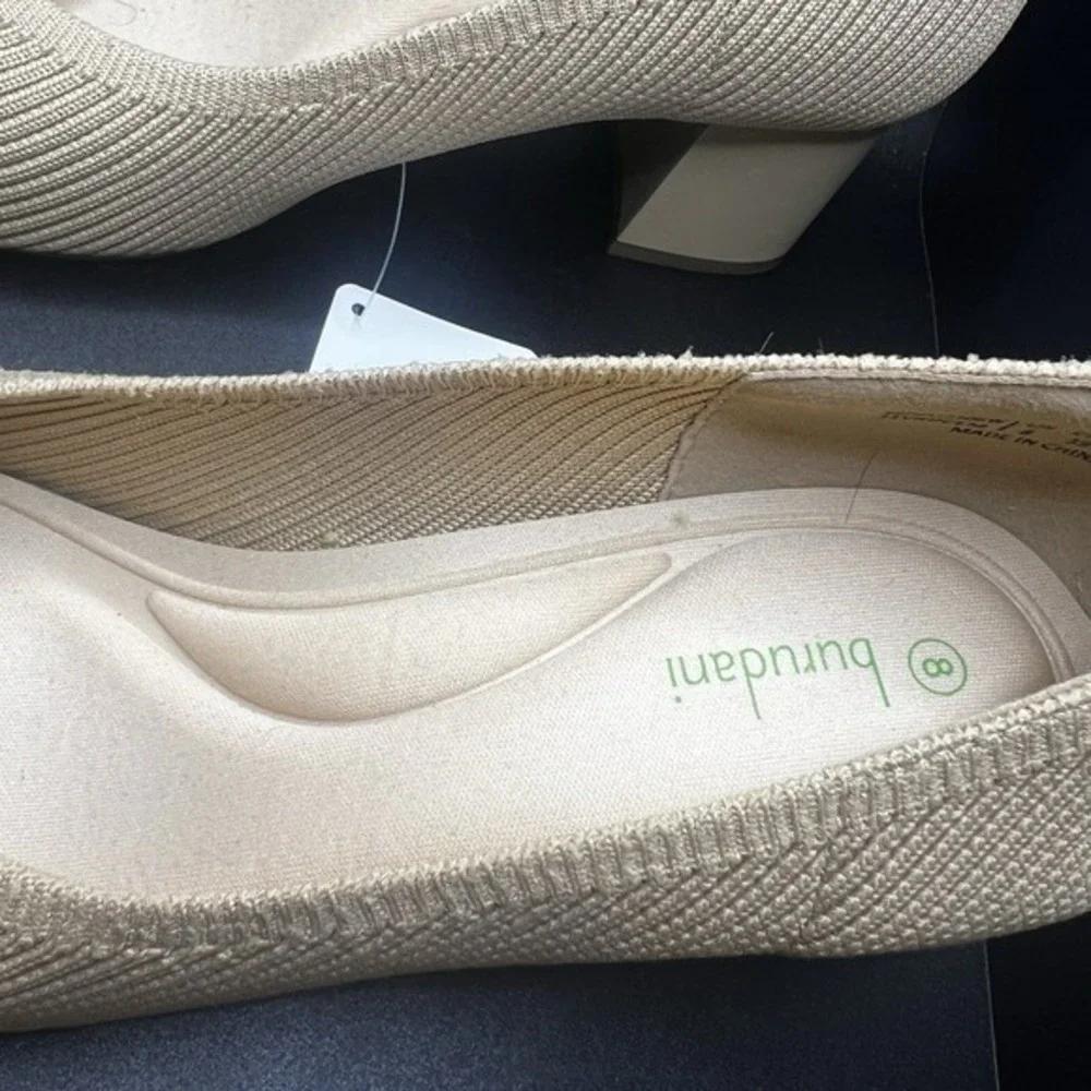 BURUDANI Low Chunky Block Heel Square Toe Knit Wedding Dress‎ Pump Shoes Sz 8